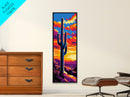 Saguaro Cactus Sunset Framed Canvas Print, Southwest Wall Art, Joshua Tree Art, Desert Art, Bright Colorful Wall Art, Rustic Decor, Gift Idea