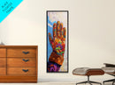 Vibrant Cowboy Glove Chicano Art Framed Canvas Print Whimsical Art Western Wall Art Colorful Home Decor Living Room Art