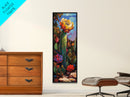 Vibrant Cactus Bloom Desert Painting Framed Canvas Print | Southwest Wall Art | Joshua Tree Art | Botanical Prints | Wildflower Painting