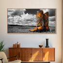 Embroidered Cowboy Boots Canvas Print | Western Wall Art | Chicano Art | Moody Art | Rustic Decor | Southwest Art | Extra Wide Art