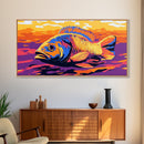 Vibrant Fish, Fly Fishing Art, Rustic Decor, Extra Wide Art, Nautical Wall Art, Framed Canvas Print, Gift Idea, Panoramic Art, Lake Tahoe Art