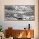 Straw Hat, Coastal Landscape Art, Wabi Sabi Art, Beach Wall Art, Rustic Decor, Extra Wide Art, Coastal Cowgirl Art, Canvas Print