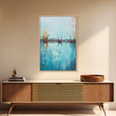 Barbed Wire, southwest wall art, rustic decor, teal wall art, minimalist art, original painting, gift idea for him, canvas print