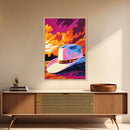 Cowboy Hat, Sunset Art, Rustic Wall Art, Pink Orange Wall Art, Canvas Print, Western Decor, Farmhouse Art, Above Couch Art