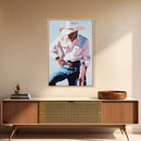 Modern Cowboy, rustic wall art, black cowgirl painting, farmhouse art, framed canvas print, wabi sabi art, moody art