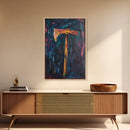Rustic Axe Painting, dark romance painting, moody art, abstract texture art, framed canvas print, original painting, gift idea, southwest wall art