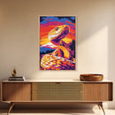 Rattlesnake Sunset, Bold Snake Art, Vibrant Southwest Decor, Wildlife Art, Nature Painting, Canvas Print, Living Room Art