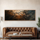Wabi Sabi Wall Art, Framed Canvas Print, Cracked Earth Painting, Moody Art, Rustic Decor, Extra Wide Art, Abstract Landscape Art, Gift Idea