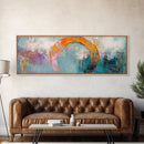 Horseshoe, rustic decor, teal wall art, wabi sabi art, farmhouse art, framed canvas print, abstract art, extra wide art, lucky charm