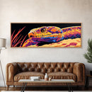 Pop Art Snake, colorful reptile painting, chicano art, pop art wall decor, wild animal painting, extra wide art, framed canvas print