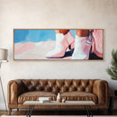 Cowgirl Boots, western art, black cowgirl painting, pink wall art, rustic decor, minimalist art, light pink wall art, canvas print