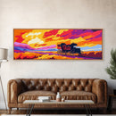 Stagecoach Sunset, southwest wall art, Joshua tree art, pink orange wall art, rustic art, vintage horse art, canvas print