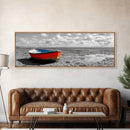 Stranded Boat, Coastal Landscape Art, Nautical Decor, Rustic Wall Art, Extra Wide Art, Panoramic Art, Framed Canvas Print, Gift Idea