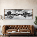 Rustic market, farmhouse art, country decor, panoramic art, extra wide art, rustic wall art, framed canvas print, landscape painting, wabi sabi art