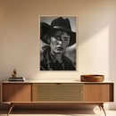 Intense Black and White Portrait of a Female Cowboy for Western Wall Art, Canvas Prints, Rustic Home Decor, Living Room Art, Bedroom Art
