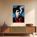 Bold Cowboy Smoking Silhouette Framed Canvas Print - Modern Western Decor, Unique Wall Art for Living Room, Bedroom Artwork