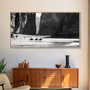 Cowboys Riding in Dusty Canyon, Striking Wall Art for Living Room or Bedroom, Framed Canvas Print, Home Decoration