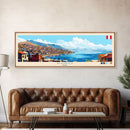 Panoramic Travel Poster Puno, Peru Canvas Print, Puno, Peru Painting, Peru Art, Puno Travel Art, Guest Room Painting