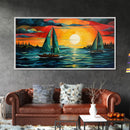 Stained Glass Style Sailboats Canvas Prints, Nautical Decor, Nautical Art, Framed Wall Art, Minimalist Decor, Modern Art