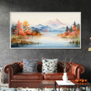 Lake Art. Mountains Wall Art, Fall Art, Nature Art, Watercolor Wall Art, Canvas Print, Wall Hanging, Panoramic Art, Farmhouse Wall Art