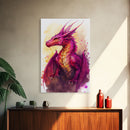 Magenta Purple Watercolor Dragon Fantasy Fine Art Print, Wall Decor, Wall Poster, Wall Art Print