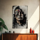 Brutal Graffiti Art, Native American Warriors Portrait, Framed Canvas Print