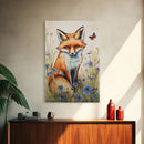 Red Fox Wall Art, 24" x 36" Wall Art, Woodland Spring Decor, Canvas Wall Hanging, Rustic Farmhouse Decor, Modern Farmhouse Art