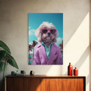 Shih Tzu Wall Print, Dog Wall Art, Dog Sunglasses, Pink Teal Suit, Funny Wall Art, Framed Wall Art, Framed Canvas, Wall Print, Wall Canvas