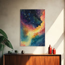 The Rainbow Nebula, Deep Space Art, Framed Canvas Print, Watercolor Painting of Space