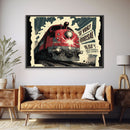 Fictional Soviet Propaganda Train Poster, Framed Canvas Print, Large Wall Art, USSR Art