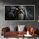 Portrait of Odin King of the Gods, Ruler of Asgard, Framed Canvas Print, Norse Mythology Pop Art, Fantasy Art