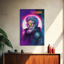 Grunge / Cyberpunk Synthwave Odin Movie Poster Art, Norse Mythology, Wall Art, Framed Canvas Print, Futuristic Portrait of Odin