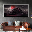 Horror Art, Haunted Castle and Blood Moon, Framed Canvas Print, Goth Art, Gothic Decor, Cool Wall Art