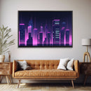 Big City Wall Art | Framed Canvas Print | Living room art | Office decor | Buildings | Outrun Style | Landscape | Night | Pop Art | City