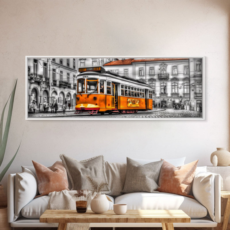 Tram Print on Canvas deals , Floating Frame Option, Modern Wall Art, Extra Large Canvas Wall Art