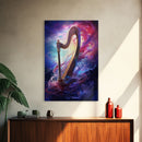 Heavenly Harp Among The Stars, Harp Art, Harp Print, Framed Canvas Art, Harp Wall Decor, Music Gift
