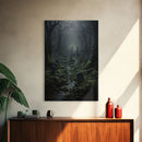 Haunted Cemetery, Macabre Halloween Art, Dark Arts, Framed Canvas Print, Graveyard At Midnight, Spooky Halloween Art