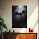 Vampire Bat In The Night, Art Canvas Print, Dark Academia, Halloween Bat Print, Halloween Decor, Monster Print, Macabre Art