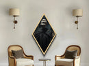 Dark Academia Skeleton in Black Robes Canvas Art Print, Diamond Shaped Art for Gothic Halloween Wall Decor and Victorian Macabre Aesthetic