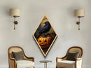 Raven Atop A Jack O Lantern, Canvas Textured Print, Halloween Decor, Raven Painting, Victorian Oil Painting Print, Macabre Horror, Witch Art