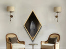 "The Hallway Pause" Diamond Shaped Art of Ghost in Doorway Canvas Art Print, Gothic Halloween Decor with Dark Academia Haunted House Vibes