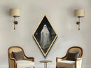 Ghost in Gothic Garden Diamond Shaped Art Canvas Embossed Print – Dark Halloween Home Decor, Victorian Haunted Aesthetic