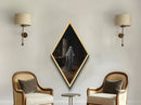 Ghostly presence in tea room gothic Canvas Embossed Print, unique Halloween wall art in classic Diamond Shaped Art for eerie decor lovers