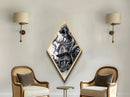 Victorian house engulfed by demonic mist Canvas Art Print with gothic horror swirls in high drama Diamond Shaped Art