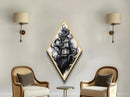 Twisted haunted house overtaken by void Canvas Art Print in dark academia horror theme with Diamond Shaped Art haunted