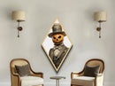 Rustic pumpkin man in aged top hat Canvas Art Print dressed in vintage Halloween fashion with eerie Diamond Shaped Art