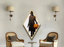 Creepy pumpkin butler holding lantern Canvas Art Print in sinister gothic Halloween aesthetic wrapped in Diamond Shaped Art