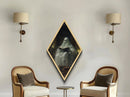Diamond Shaped Art Skeleton Ghost Reading in Candlelit Library Canvas Embossed Print Gothic Halloween Wall Decor
