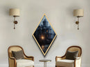 Spooky Haunted House Wall Art, Halloween Home Decor, Haunted House Painting, Diamod Shaped Wall Art