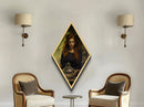 Apothecary Sorceress with Potions Diamond Shaped Art Halloween Gothic Aesthetic Canvas Embossed Print in Moody Lighting